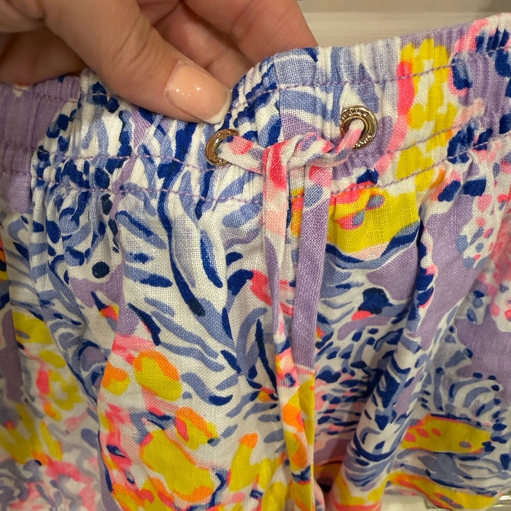 Lilly Pulitzer Pastel Floral Drawstring Shorts in Pink, Yellow & Blue - Picture 2 of 5
